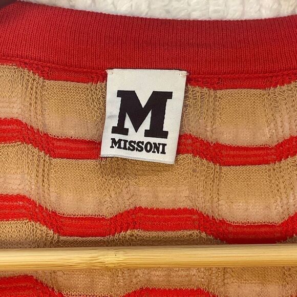 Missoni Orange Striped Knit Open Front Long Sleeve Cardigan Sweater Size 42 - Picture 2 of 8